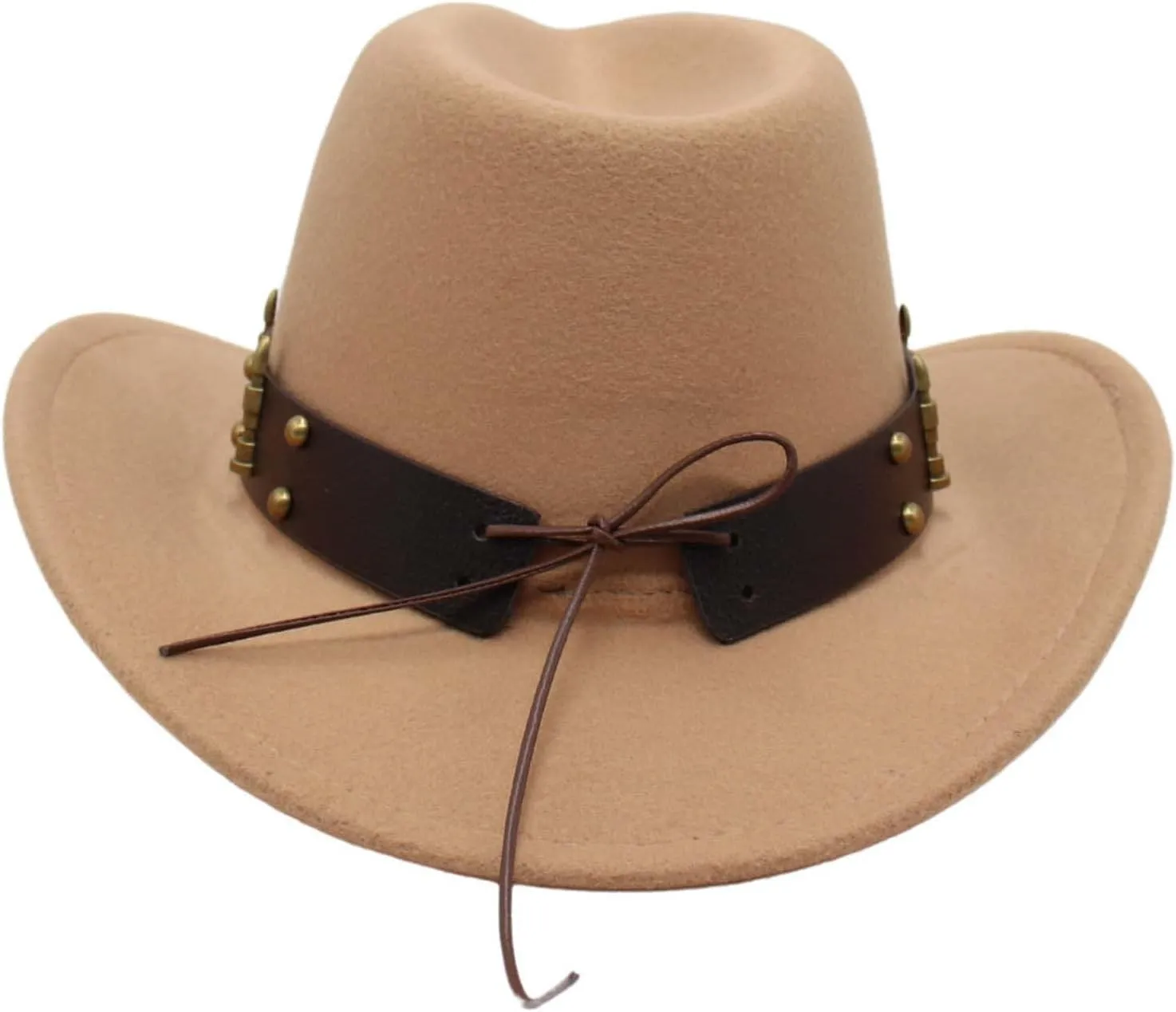 2025 Cowboy Hat Unisexy Western Classic Chain Curved Jazz Hat Felt Wide Brim Women Men Fedora Cowboy Hat