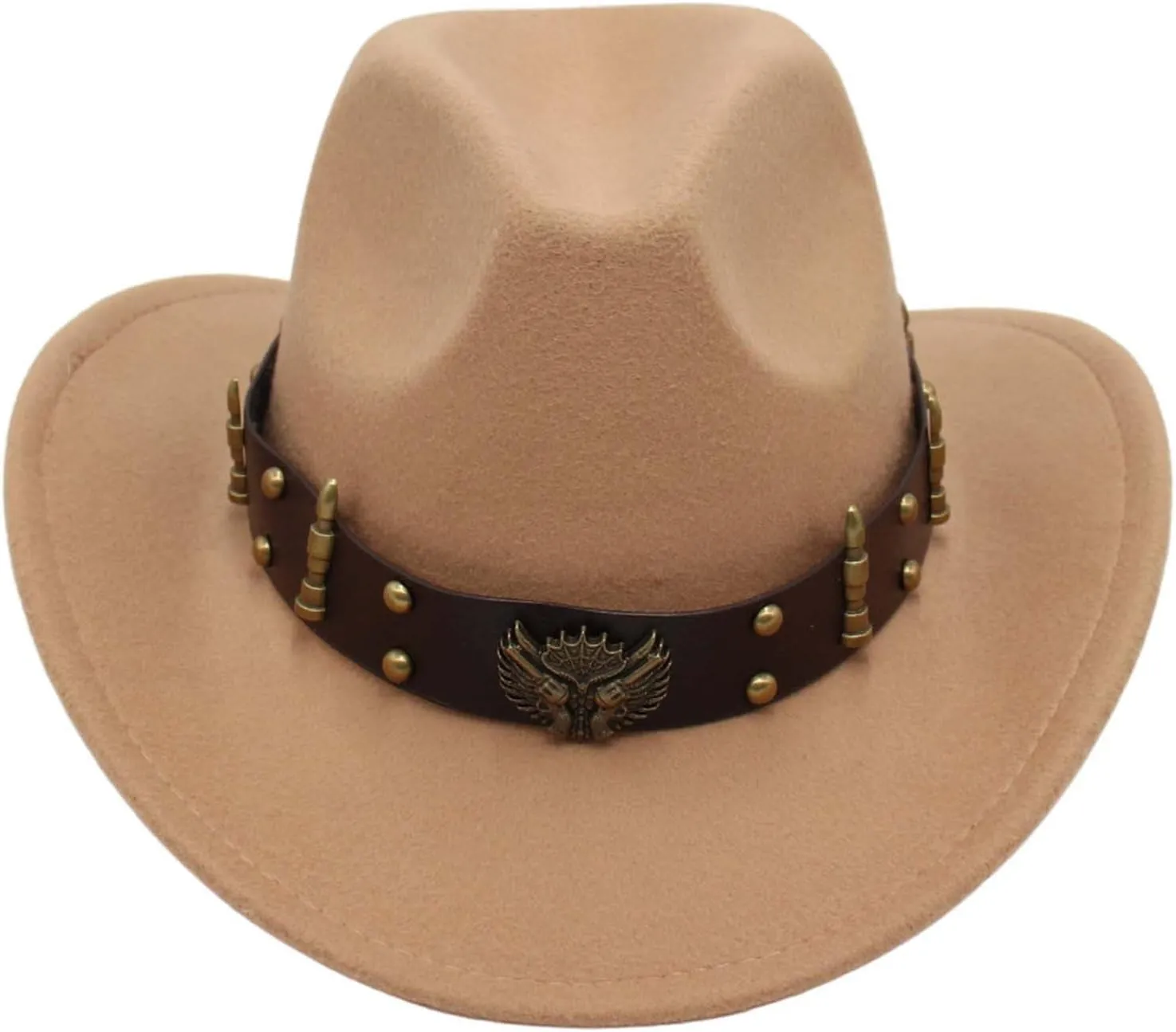 2025 Cowboy Hat Unisexy Western Classic Chain Curved Jazz Hat Felt Wide Brim Women Men Fedora Cowboy Hat