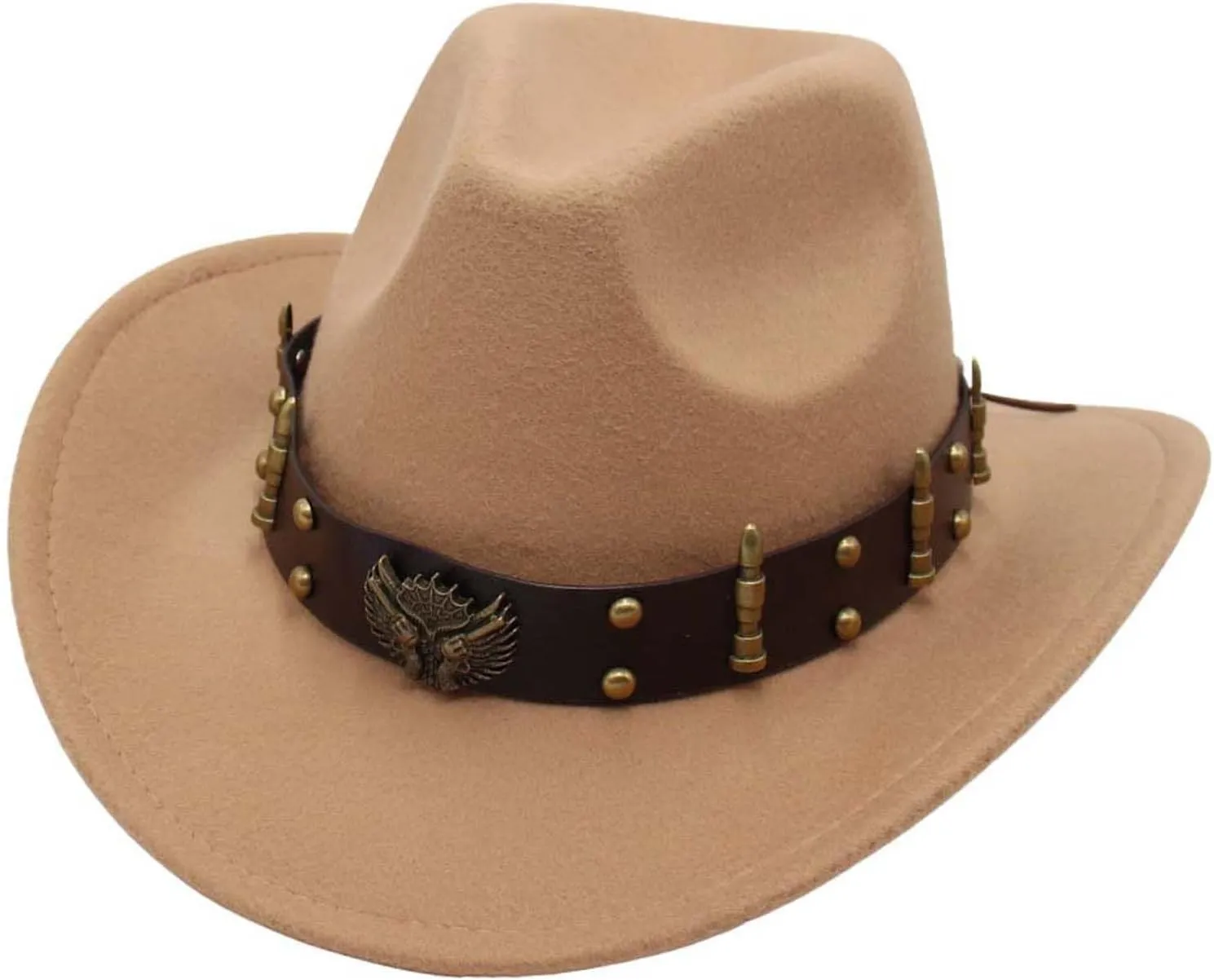 2025 Cowboy Hat Unisexy Western Classic Chain Curved Jazz Hat Felt Wide Brim Women Men Fedora Cowboy Hat