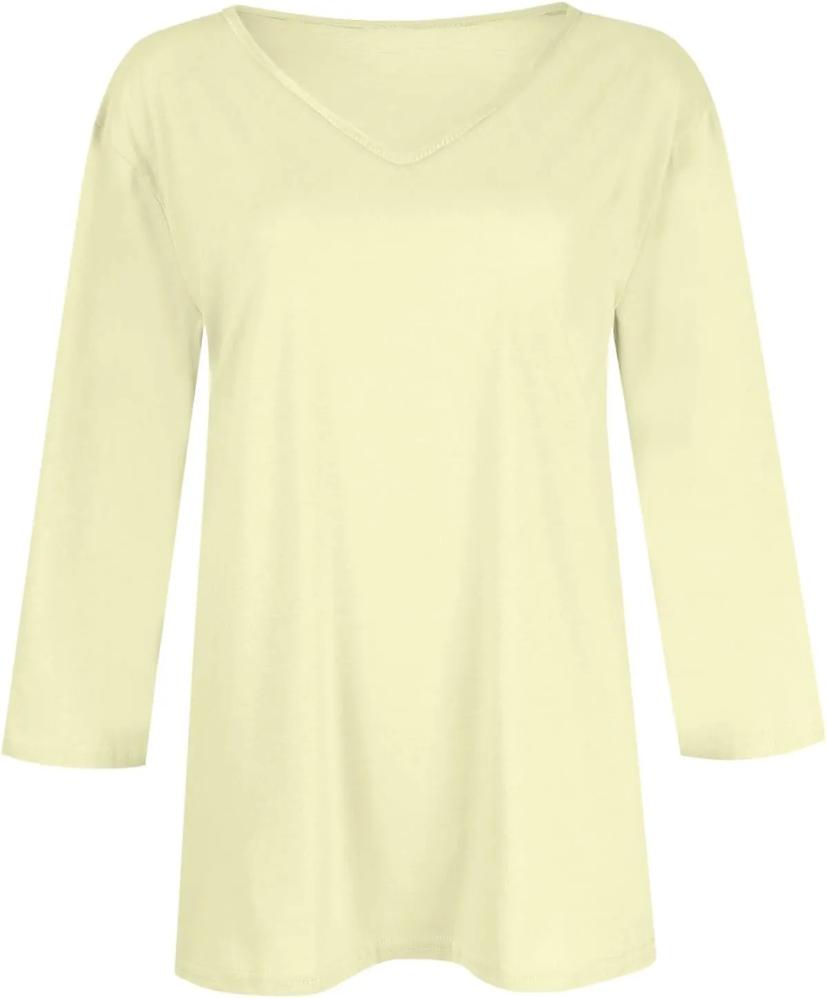 3/4 Length Sleeve Womens Tops Casual V-Neck Ladies Shirts 2025 Summer Elbow Length Printed,Plain t Shirts Outfits