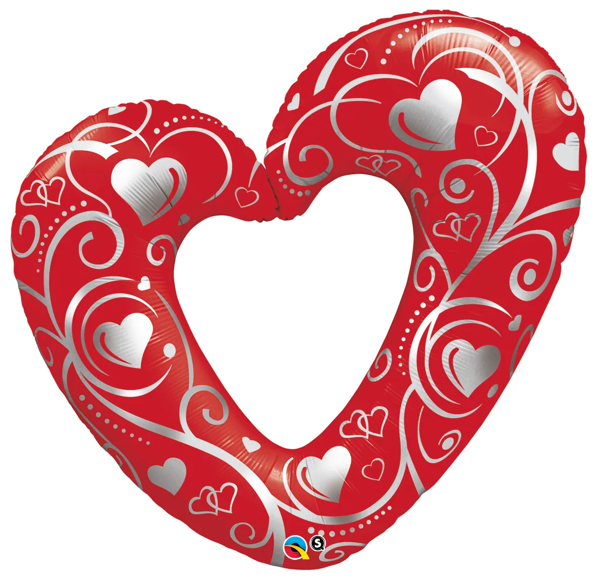42" Corazon Ahuecado, Filligrana y Corazones Rojos