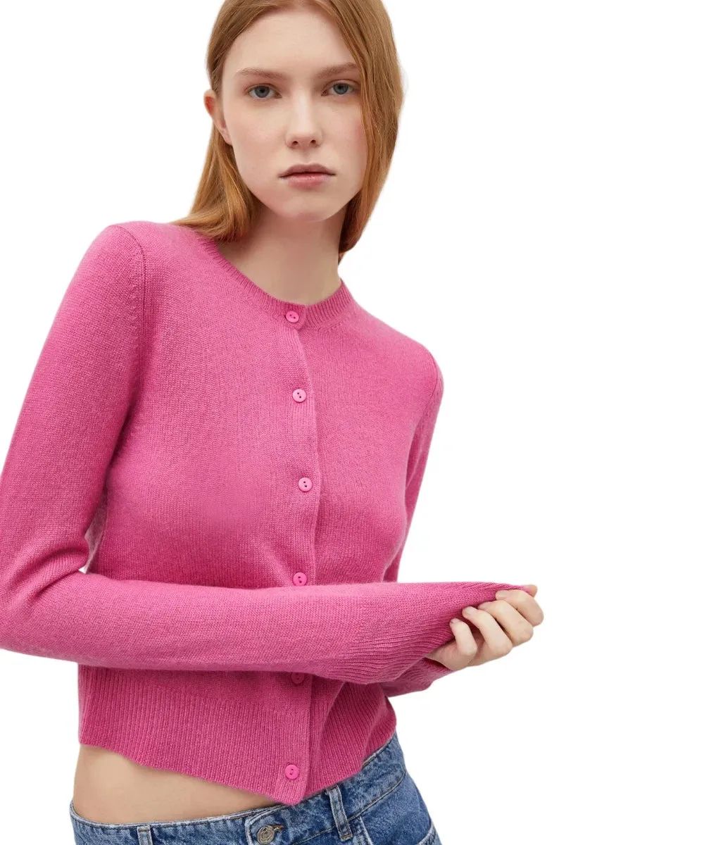 Cardigan Graphic in Lana e Cashmere con Vestibilità Aderente