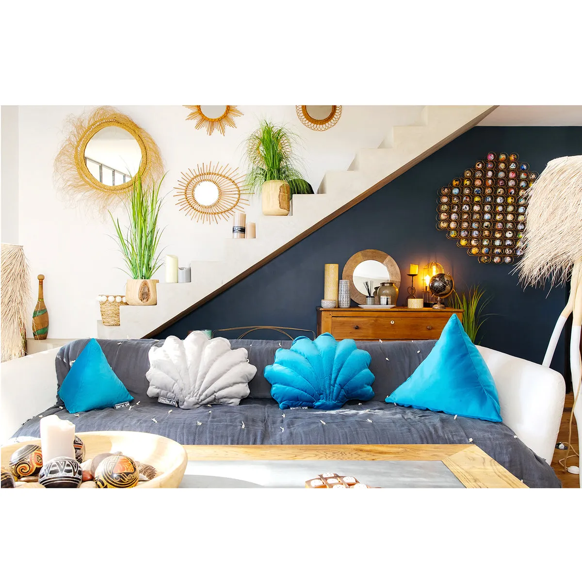 Coussin pyramide velours