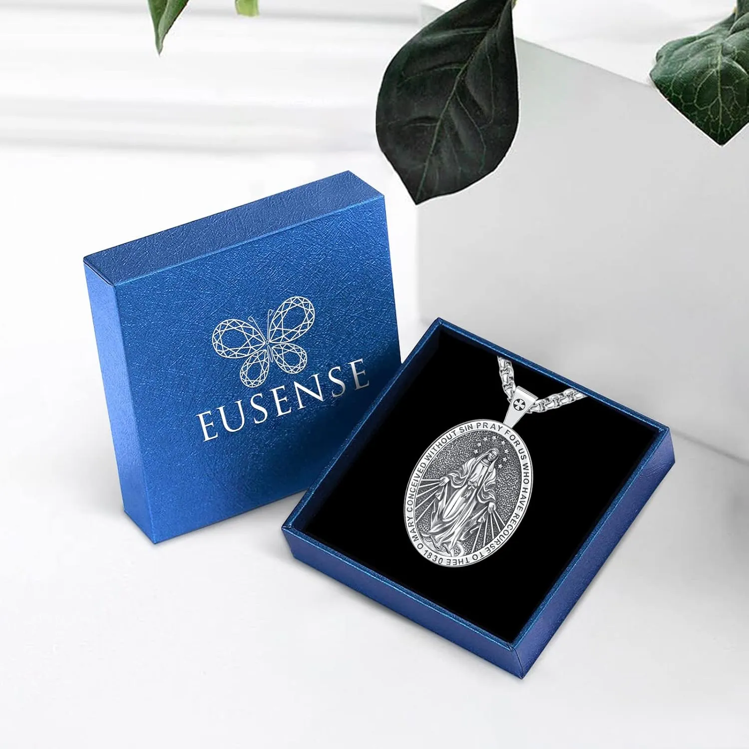 Eusense Saint Necklace Sterling Silver 925 Protection Jewelry for Men Women Patron St Medals Amulet Pendant