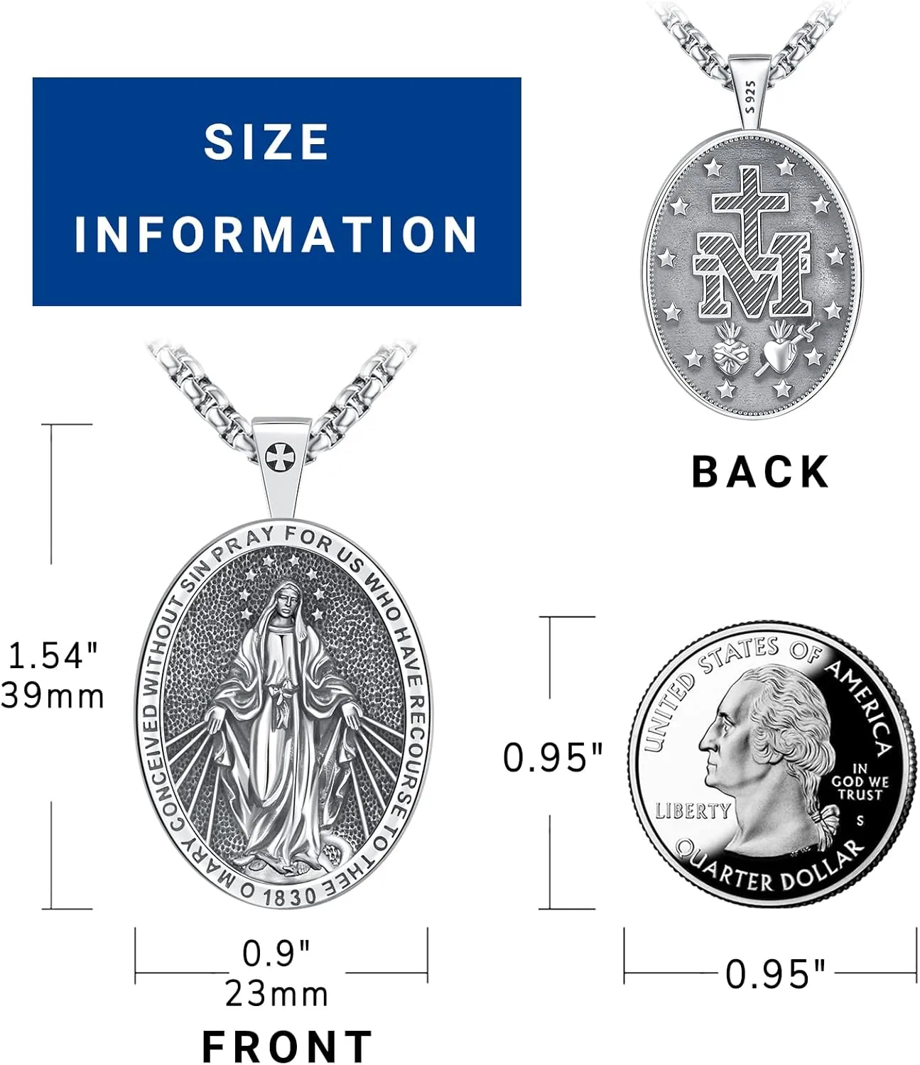 Eusense Saint Necklace Sterling Silver 925 Protection Jewelry for Men Women Patron St Medals Amulet Pendant