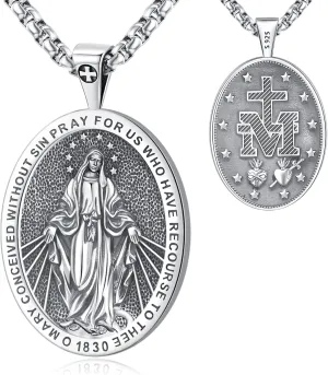 Eusense Saint Necklace Sterling Silver 925 Protection Jewelry for Men Women Patron St Medals Amulet Pendant