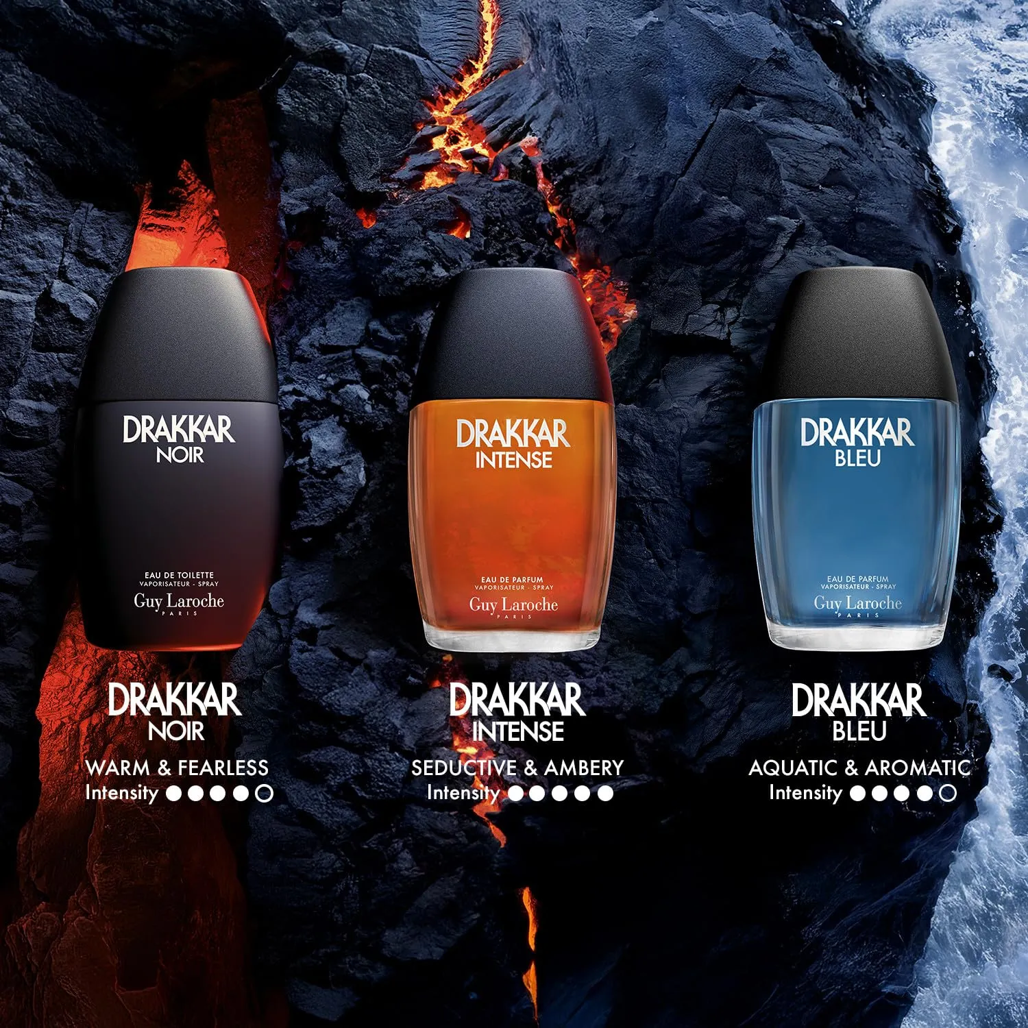 Guy Laroche Drakkar Noir Iconic Designer Fragrance - Intense & Powerful Eau de Toilette - Fougere Blend & Aromatic Spices - Long Lasting Mens Cologne - Day and Evening Scent