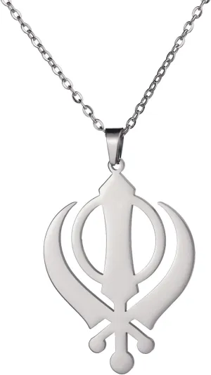 Khanda Sikh Sword Symbol Necklace Sikh Kara Disc Sikhism Pendant Religious Symbol Sikh Khanda Jewelry Punjabi Sword Protection Amulet Women Men