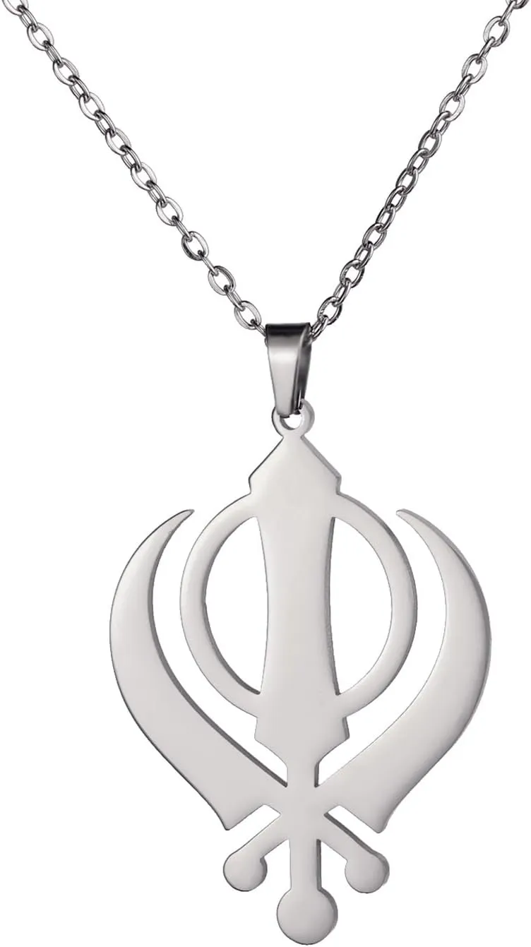 Khanda Sikh Sword Symbol Necklace Sikh Kara Disc Sikhism Pendant Religious Symbol Sikh Khanda Jewelry Punjabi Sword Protection Amulet Women Men