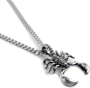 Men's Large Heavy Stainless Steel Pendant Necklace Silver Black Scorpion King Fleur De Lis Cross Punk Rock Biker (curb)