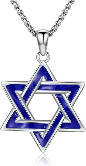 Seiyang Star of David Necklace 925 Sterling Silver Jewish Star Pendant Estrella de David Jewelry Gifts for Men(with Gift Box)