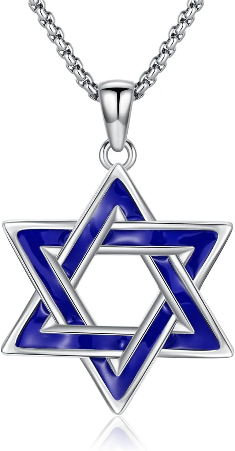 Seiyang Star of David Necklace 925 Sterling Silver Jewish Star Pendant Estrella de David Jewelry Gifts for Men(with Gift Box)