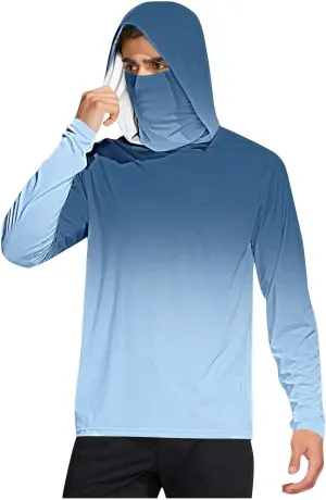 Sun Protection Shirts for Men with Mask UPF 50 Rash Guards Cooling Hoodies Lightweight Long Sleeve Fishing Blouses