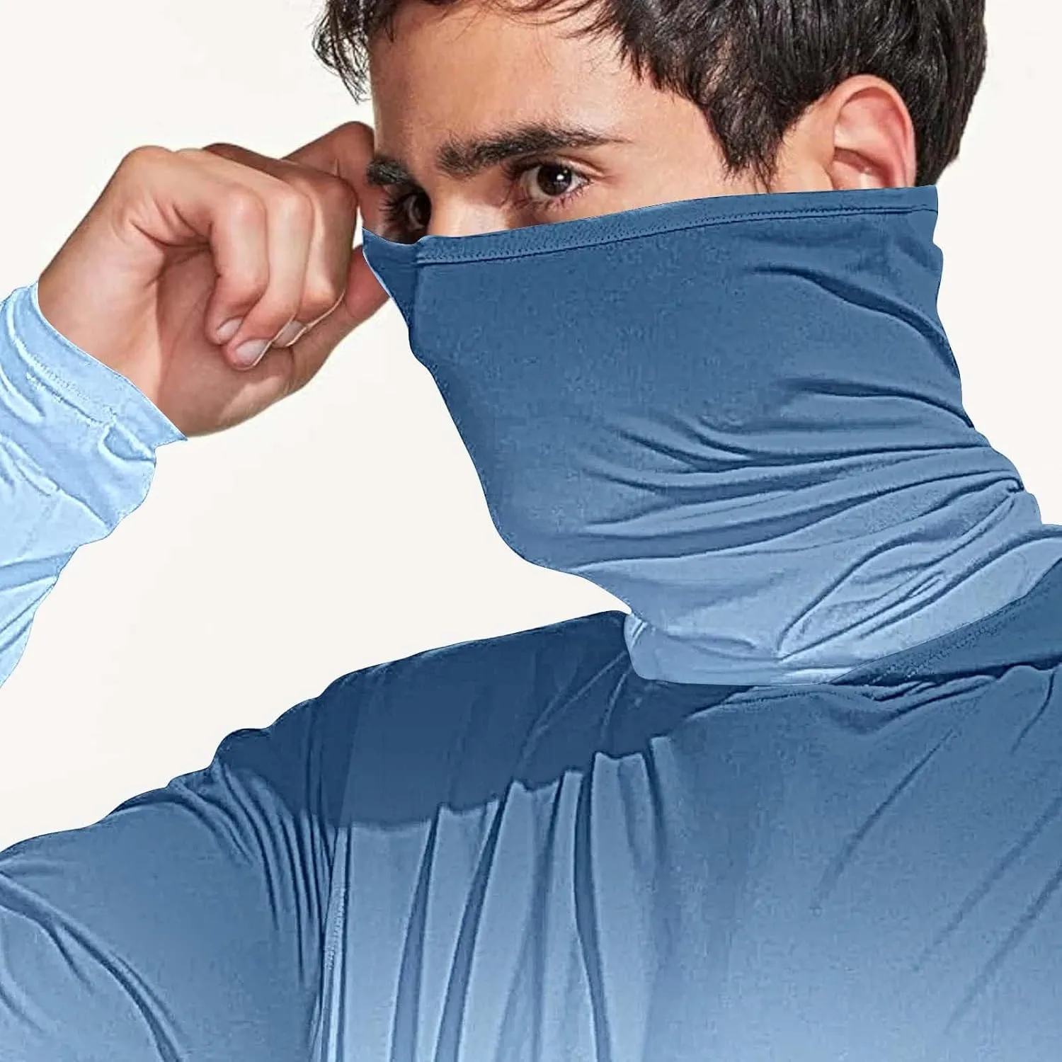 Sun Protection Shirts for Men with Mask UPF 50 Rash Guards Cooling Hoodies Lightweight Long Sleeve Fishing Blouses
