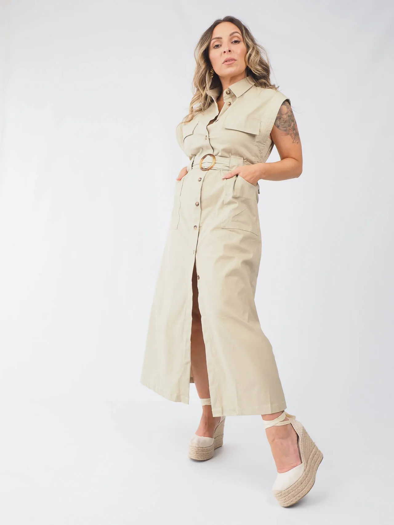 Vestido Camiseiro Com Cinto