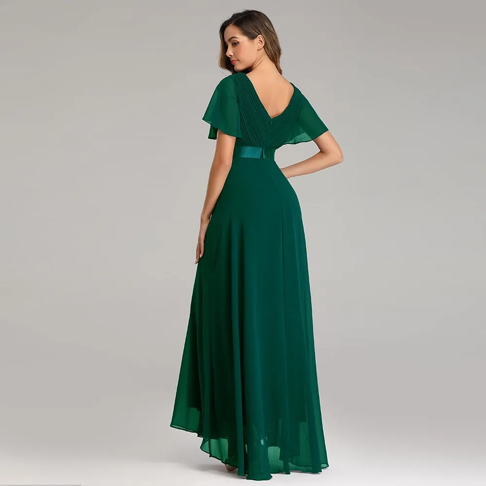 Vestido de Festa Longo com Faixa de Cetim Verde (Pronta Entrega)