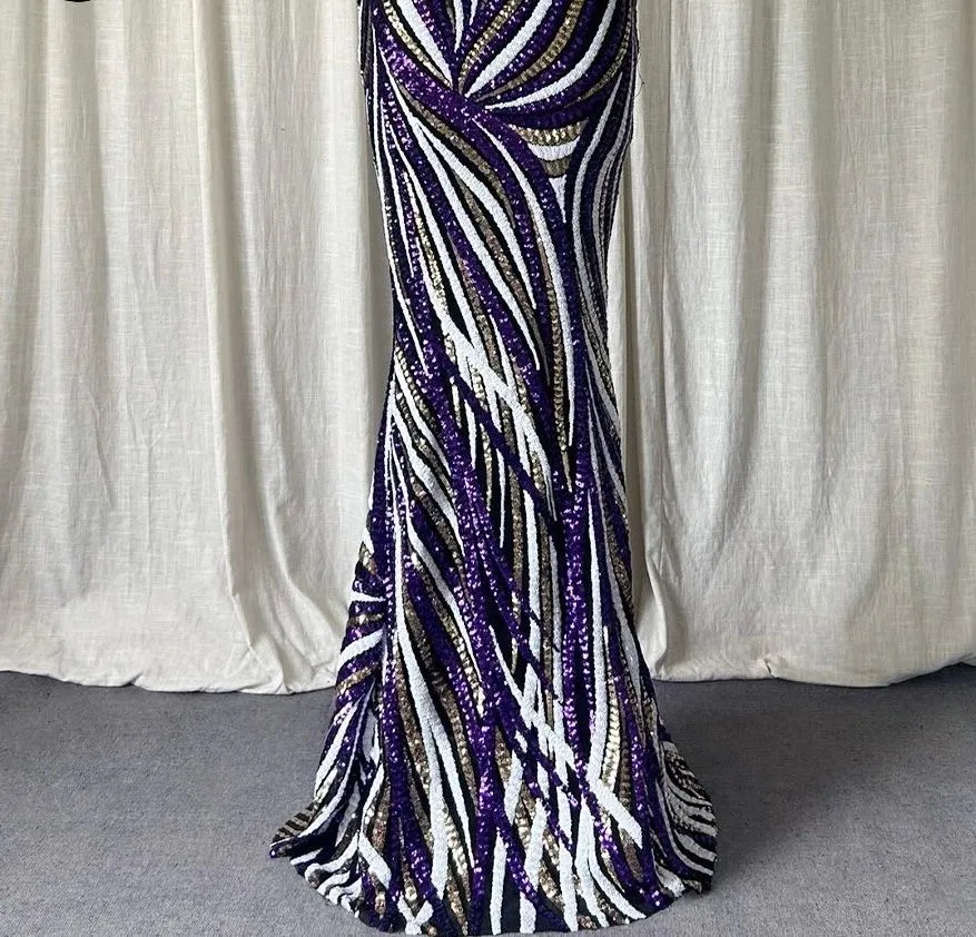 Vestido de Festa Longo Luxo Sexy Roxo (Pronta Entrega)